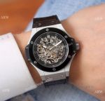 High Quality Replica Hublot Big Bang Skeleton Watches SS Black Bezel